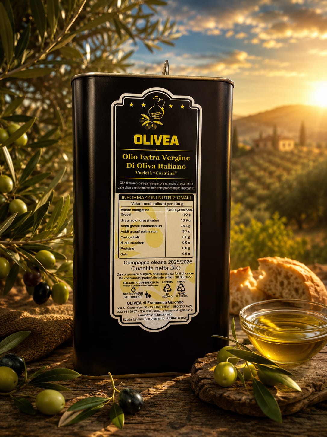 Olio Extravergine Di Oliva monocultivar "CORATINA"